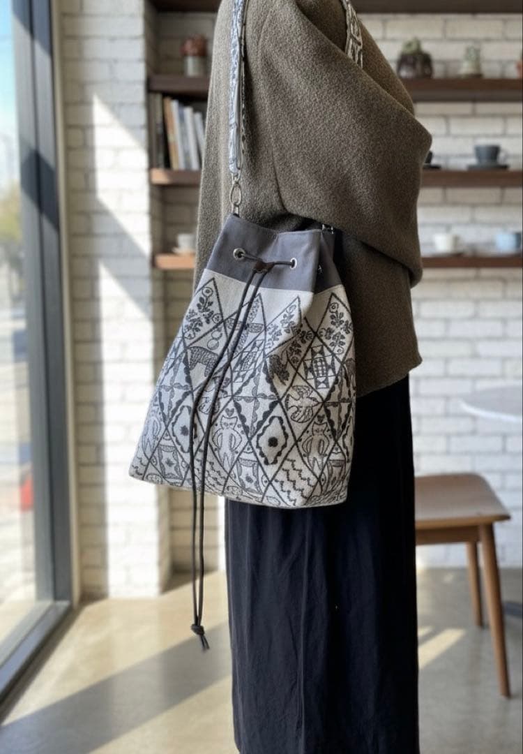 ミナペルホネン　シンフォニー 共布ショルダーベルト付きバッグ ハンドメイド♪