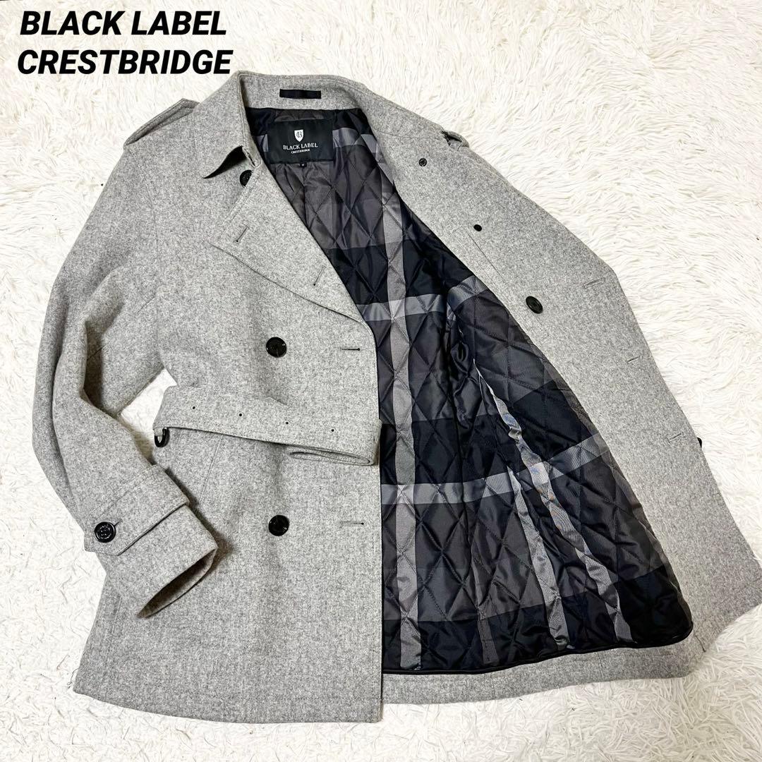 ✨美品✨ブラックレーベルクレストブリッジ　Ｐコート　ダブル　キルティング M