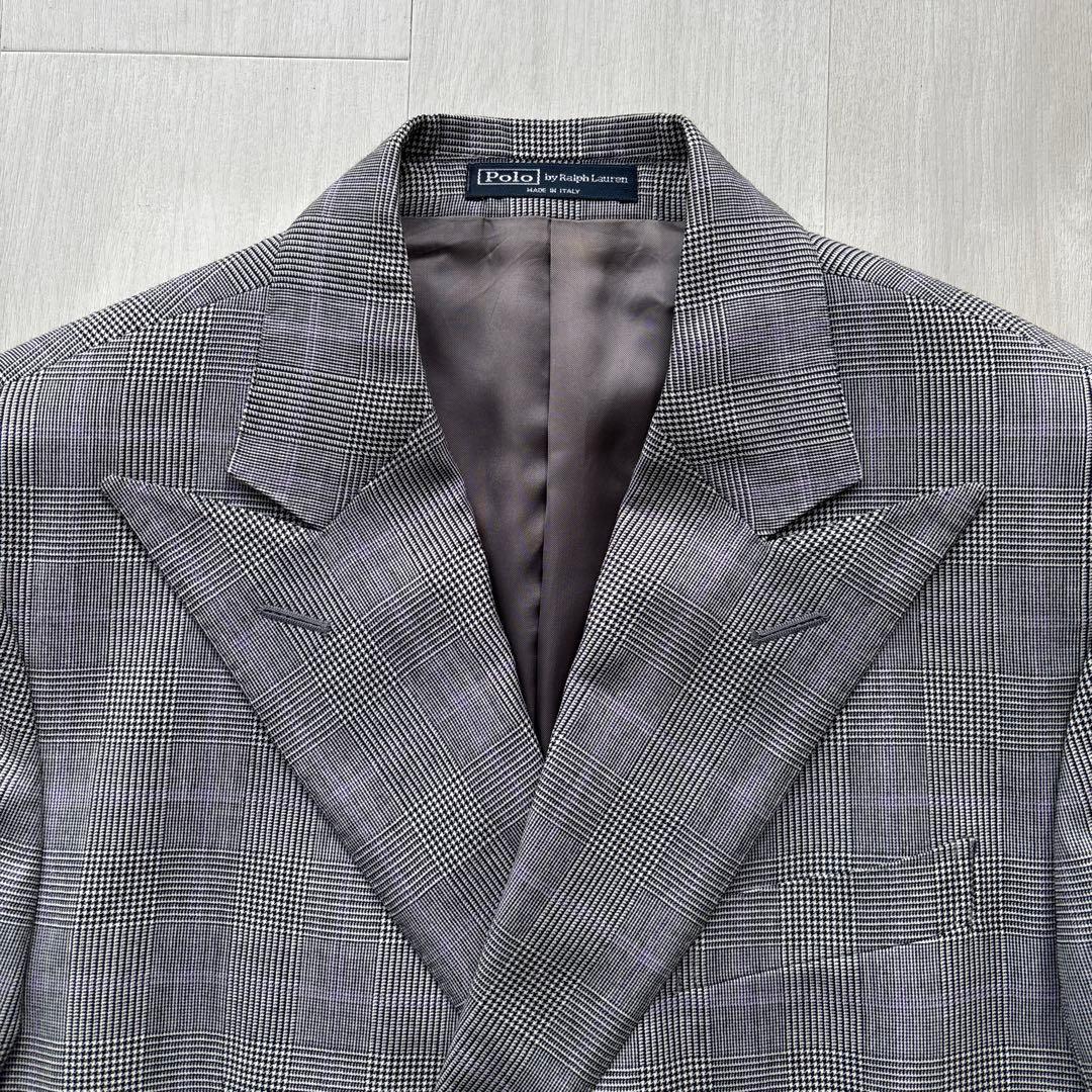 d*2様 Italy製90sポロラルフローレン　グレンチェック　ダブルテーラード