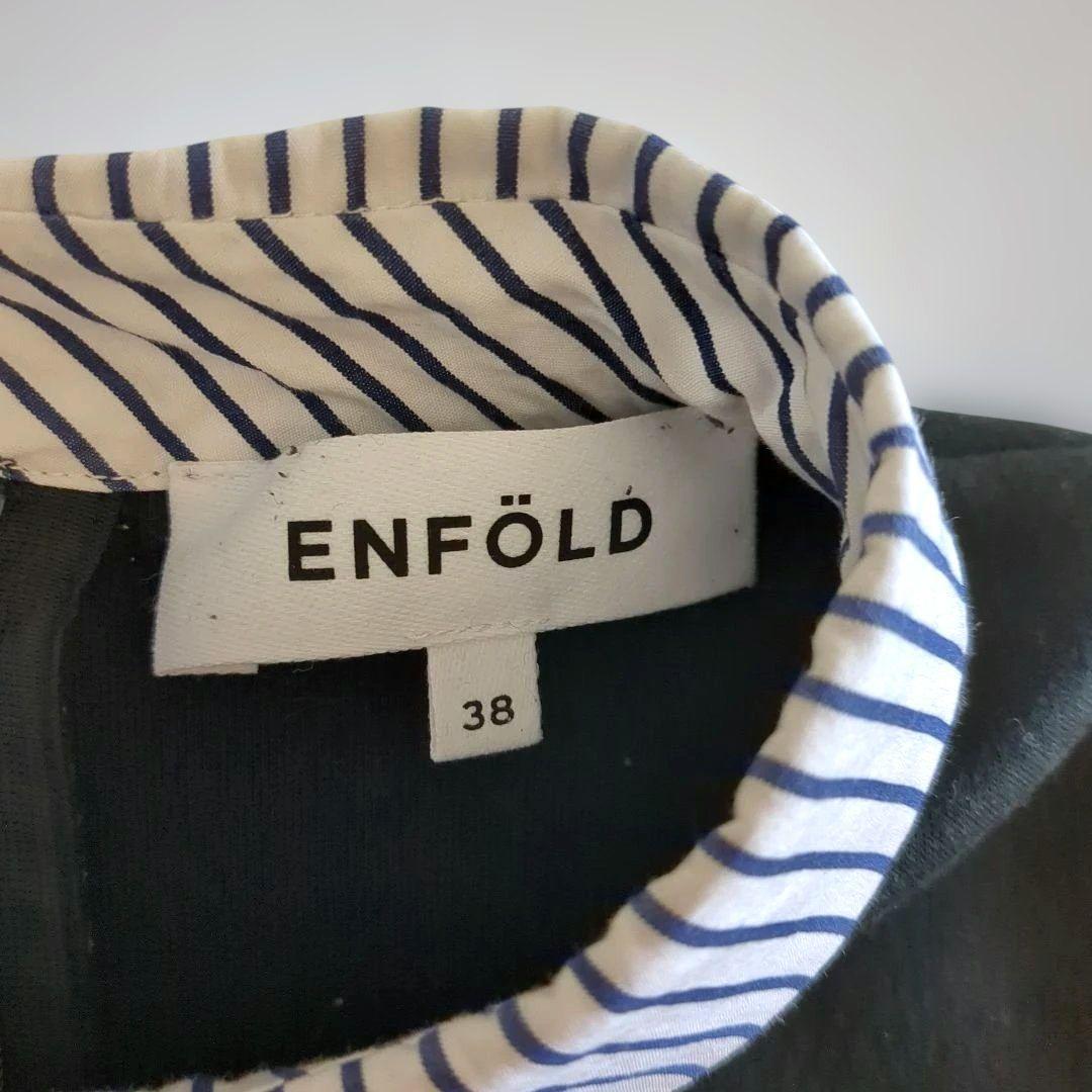 エンフォルド ドッキング レイヤード スウェット シャツ ストライプ 黒 38