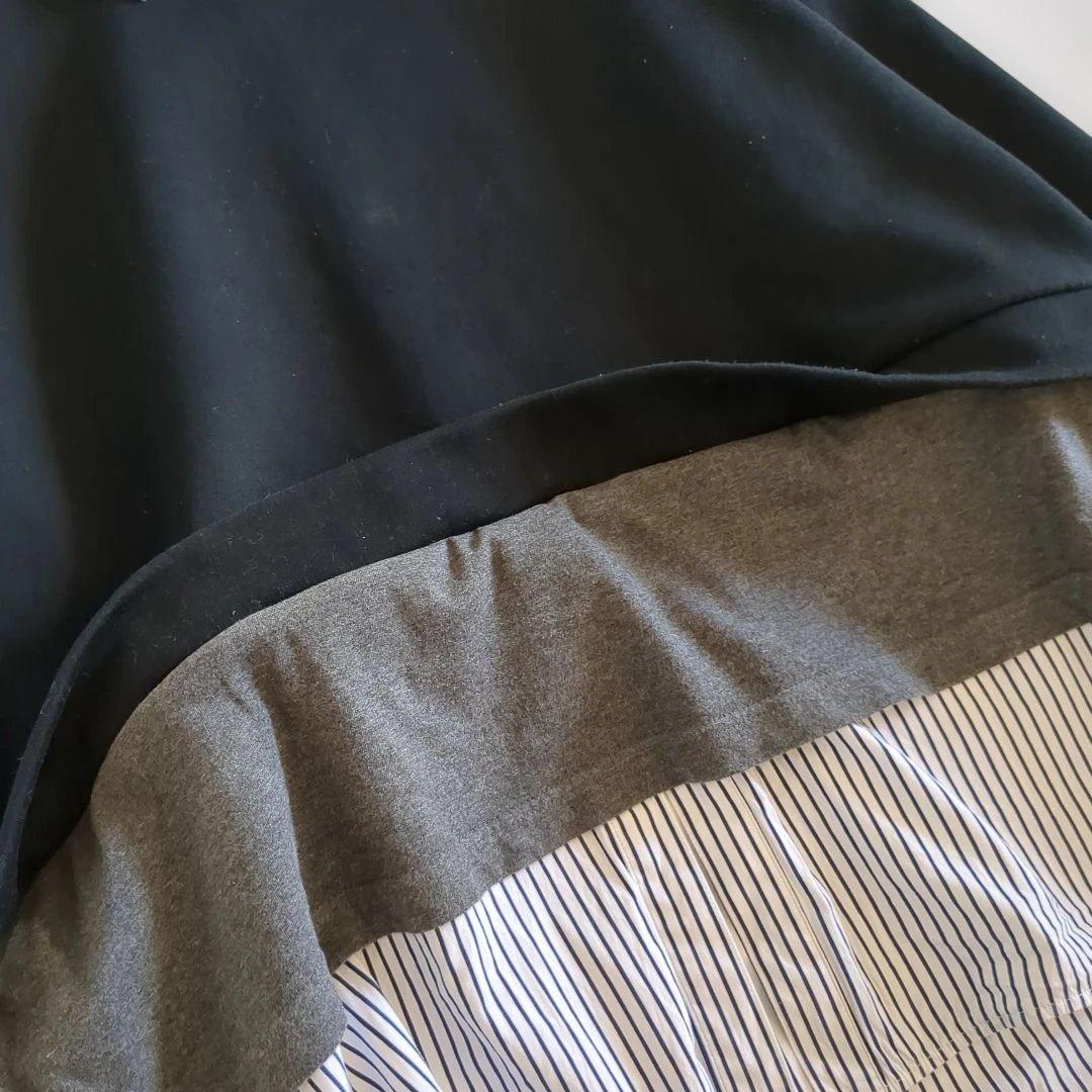 エンフォルド ドッキング レイヤード スウェット シャツ ストライプ 黒 38