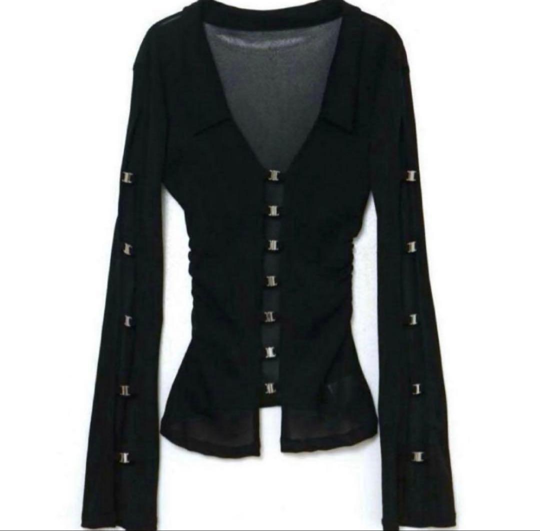 トップス meltthelady sheer hook tops black