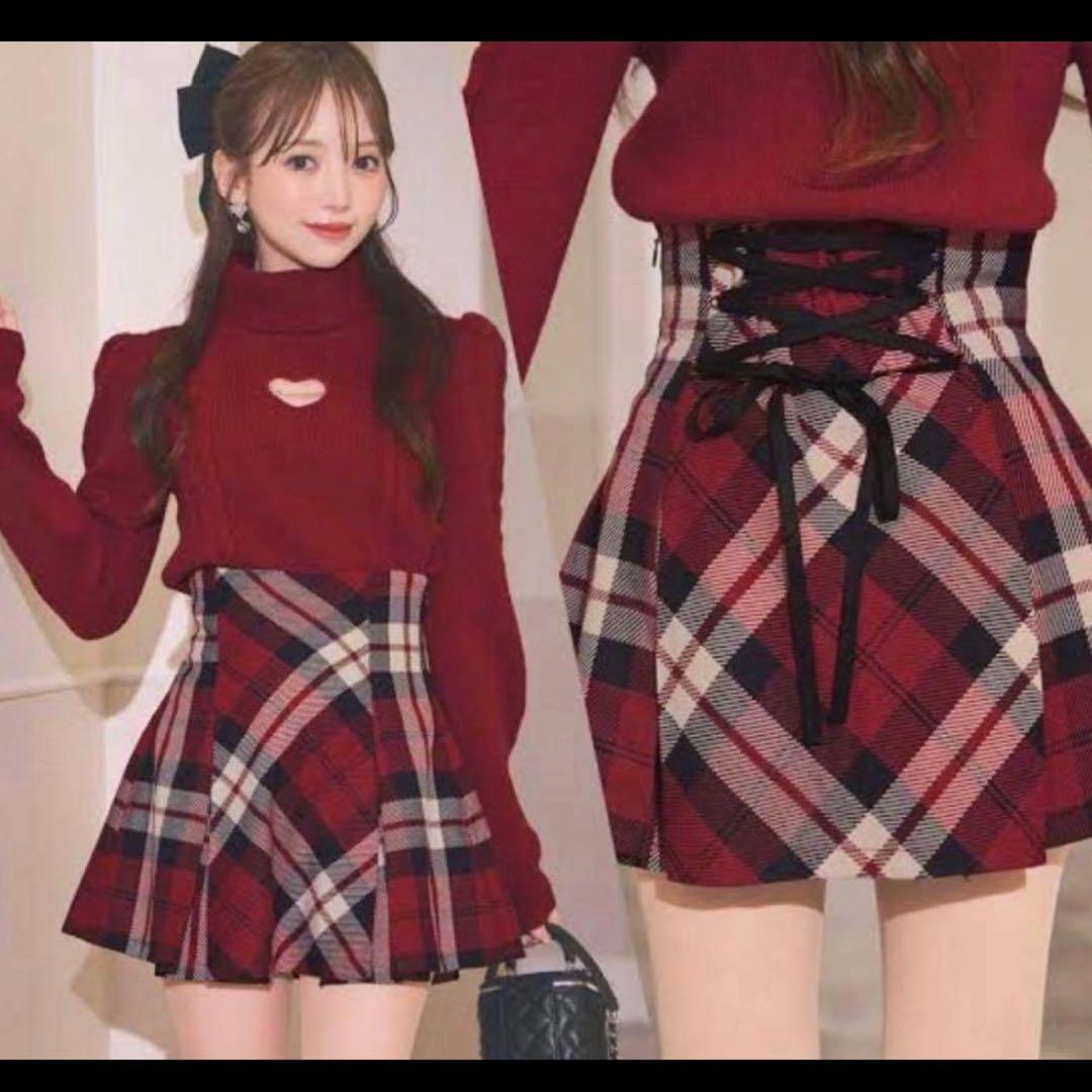 michellMacaron ミシェルマカロン フレアチェックスカート