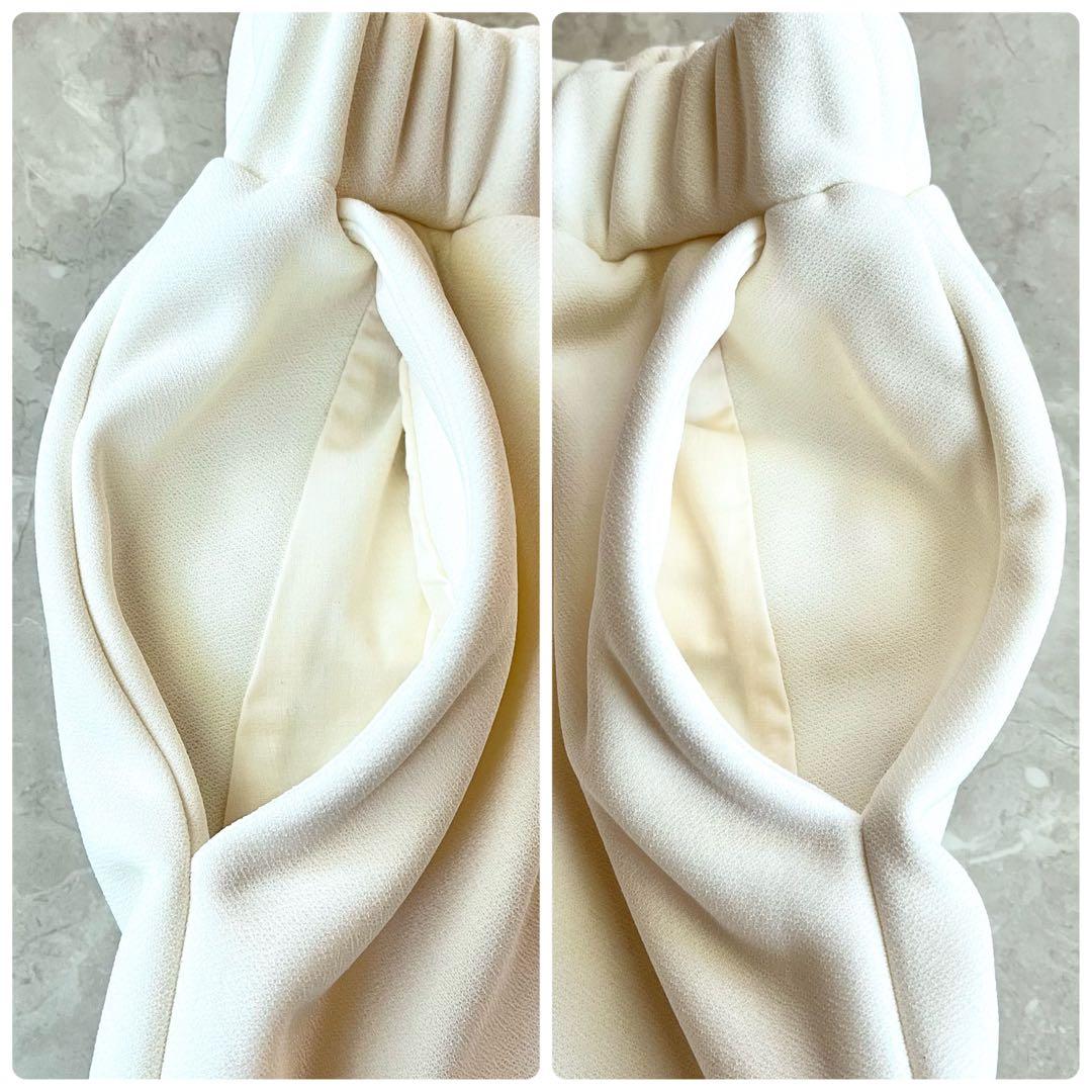 未使用級☆ディニテコリエ 裏起毛 フリーステーパードパンツ ワイド アイボリー