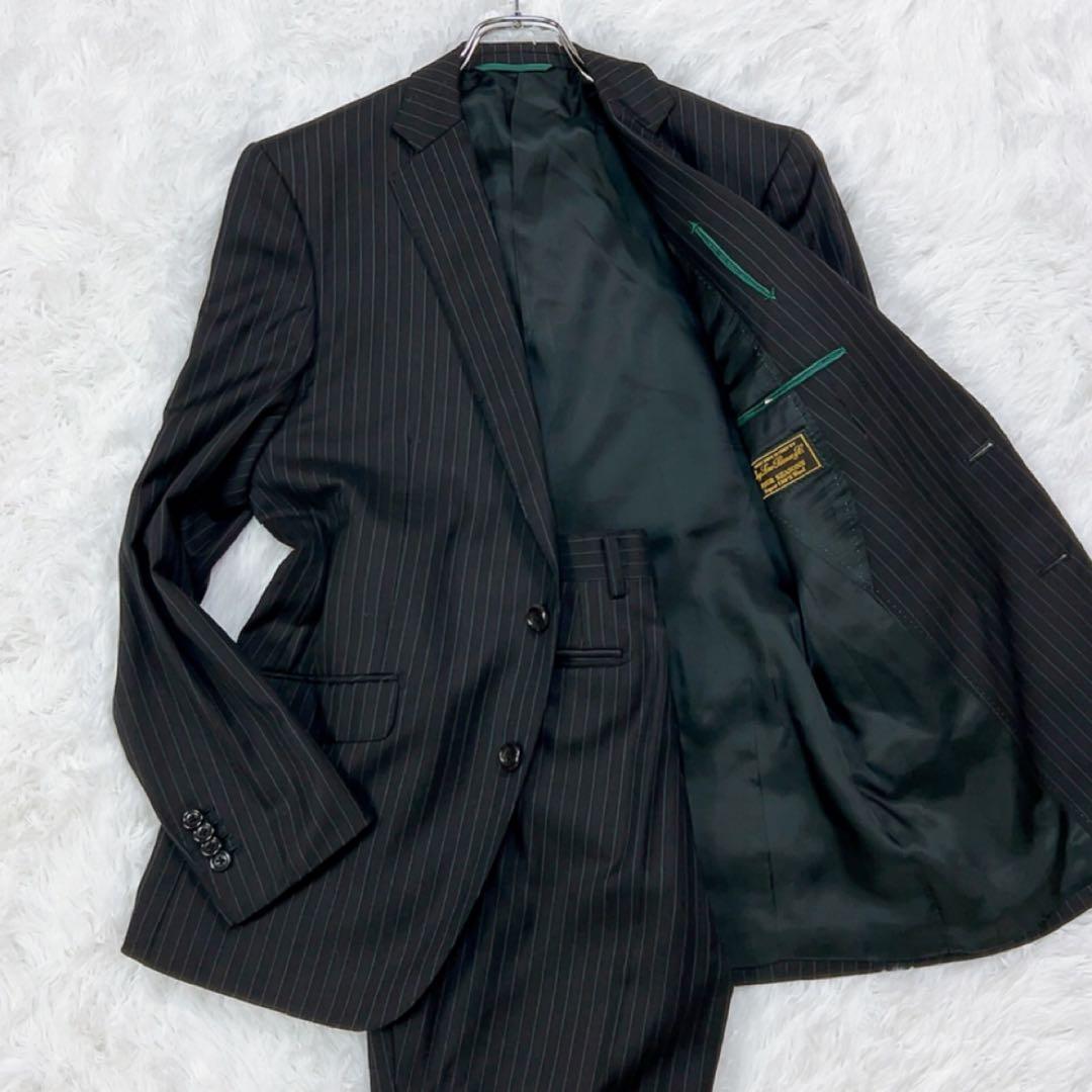 美品 ジャンコステラッツォーネ ロロピアーナ スーツ A5 ブラック ストライプ