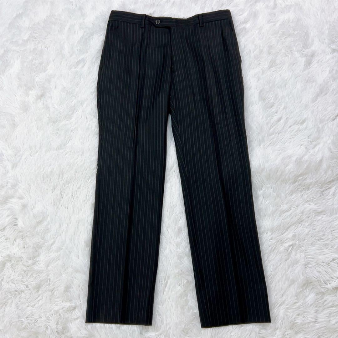 美品 ジャンコステラッツォーネ ロロピアーナ スーツ A5 ブラック ストライプ