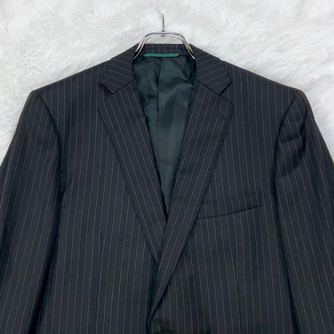 美品 ジャンコステラッツォーネ ロロピアーナ スーツ A5 ブラック ストライプ