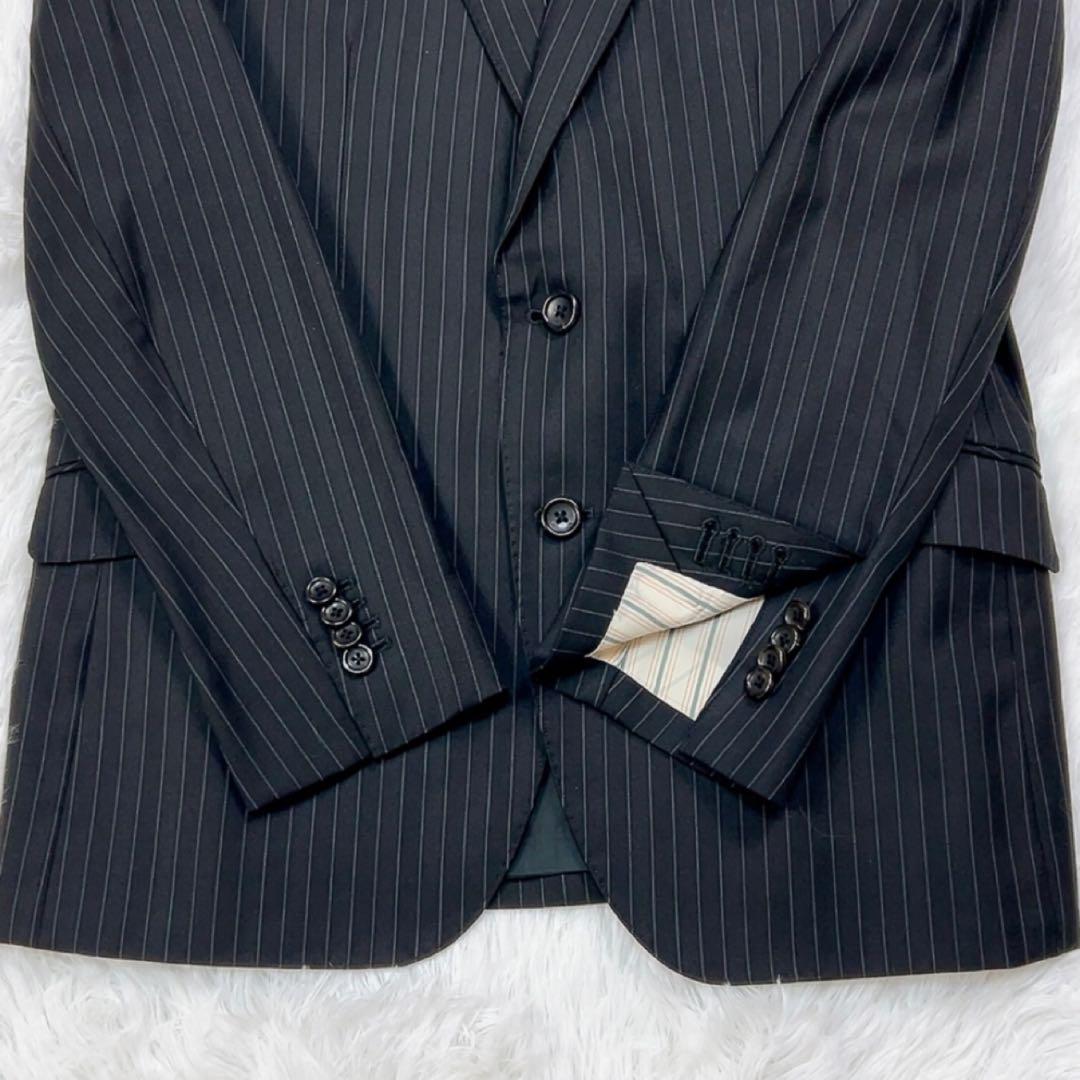 美品 ジャンコステラッツォーネ ロロピアーナ スーツ A5 ブラック ストライプ