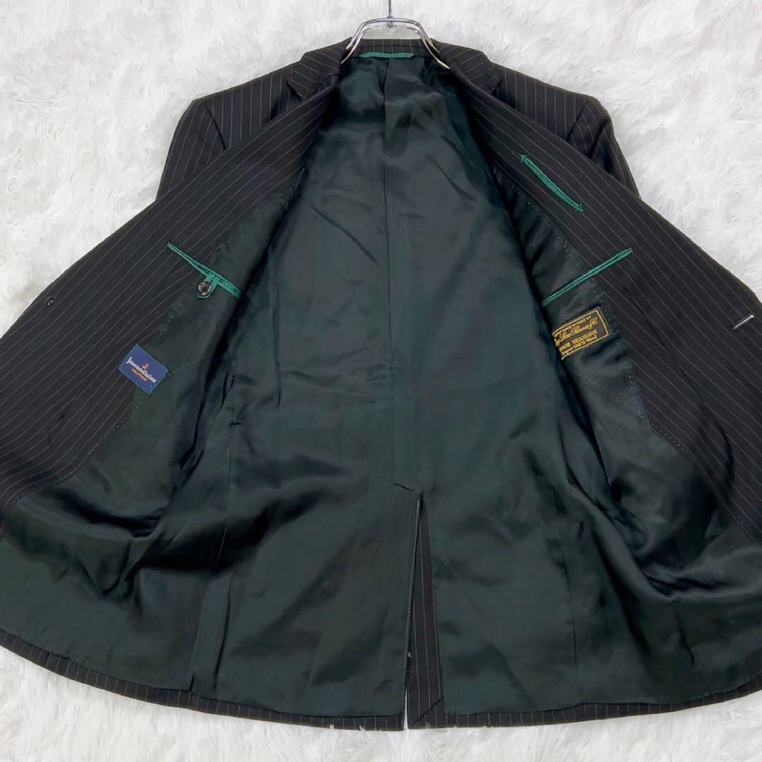 美品 ジャンコステラッツォーネ ロロピアーナ スーツ A5 ブラック ストライプ