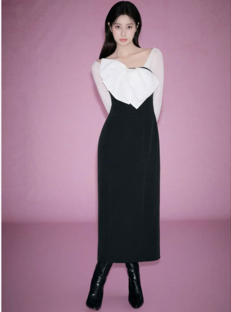 SNIDEL オフショルリボンドレス【カンヘウォン着用】