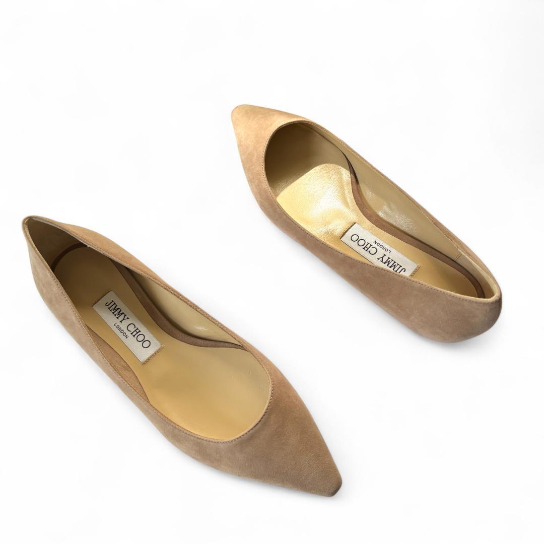 極美品 ジミーチュウ ROMY FLAT ベージュ 36.5 約23.5cm