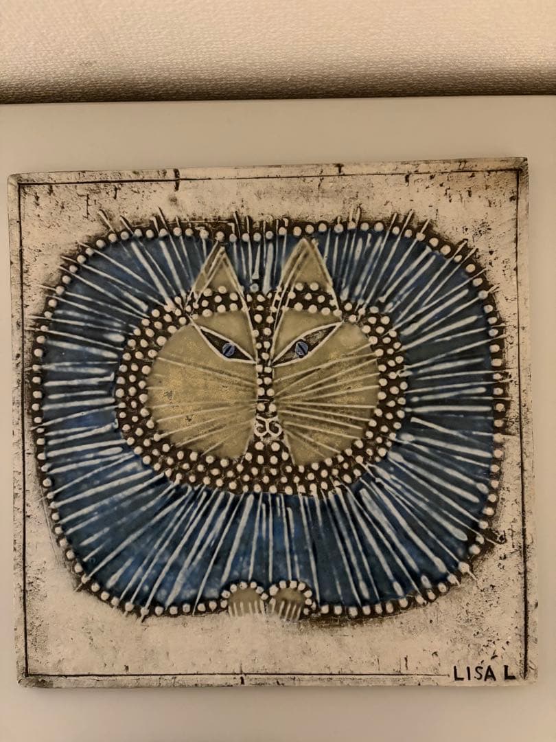 Lisa Larson リサ・ラーソン 猫 ヴィンテージ陶板 北欧アート