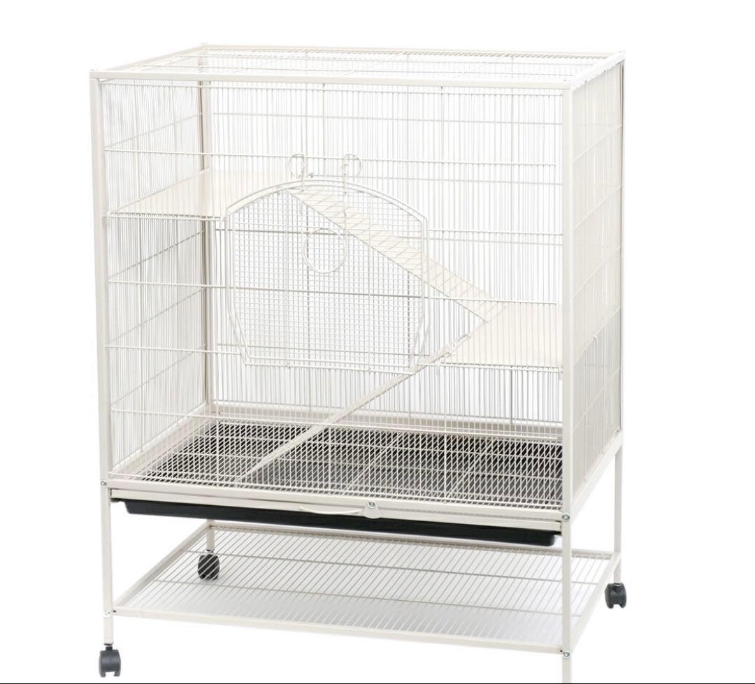 小動物用大型金属製ケージ ホワイト　チンチラ　デグーなど