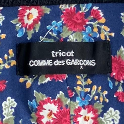 美品✨トリココムデギャルソン テーラードジャケット 縮絨 裏地花柄 ブラック 黒