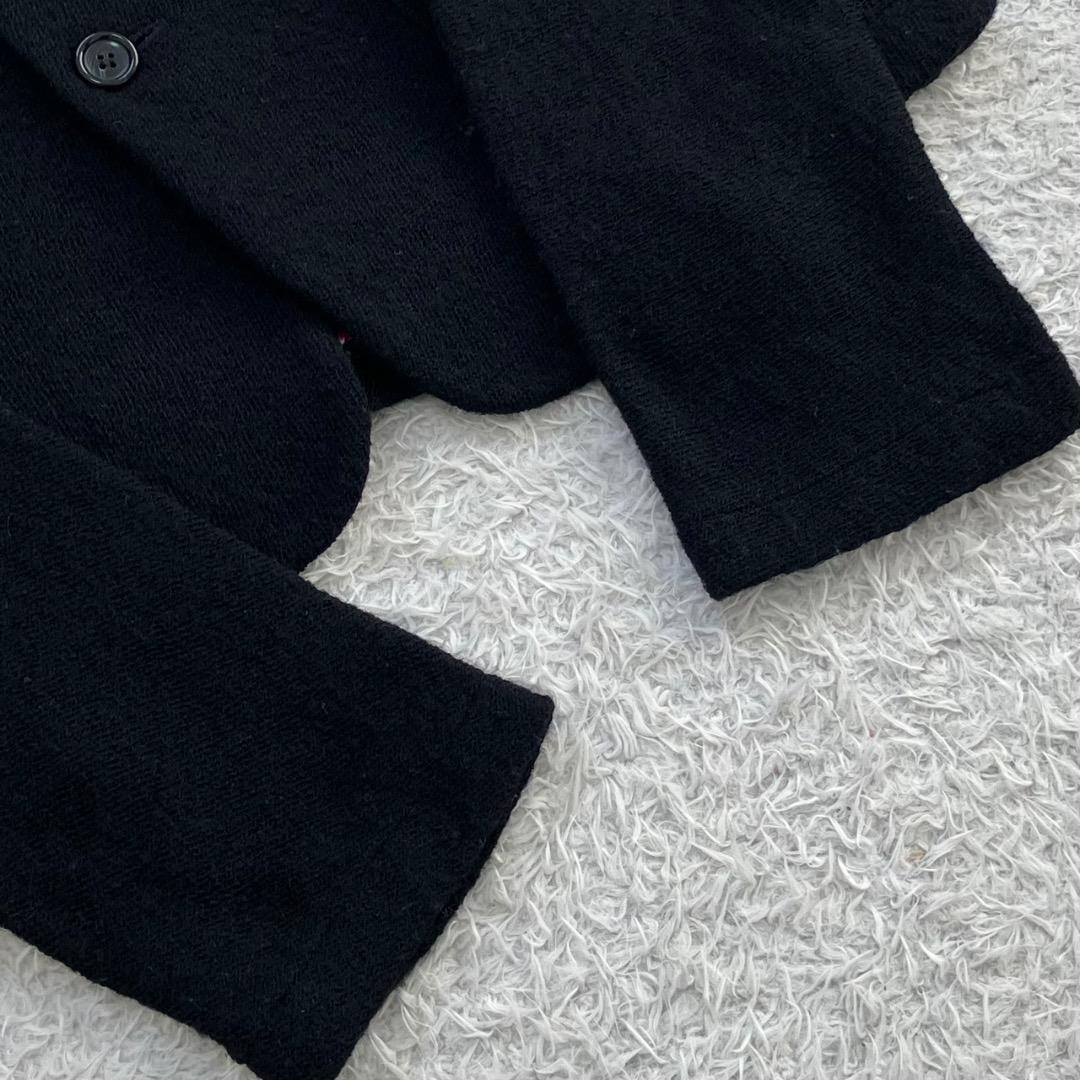 美品✨トリココムデギャルソン テーラードジャケット 縮絨 裏地花柄 ブラック 黒