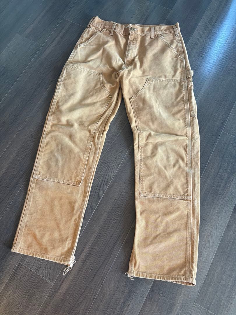 希少サイズ33 USA製 ビンテージ カーハート ダブルニー ペインターパンツ