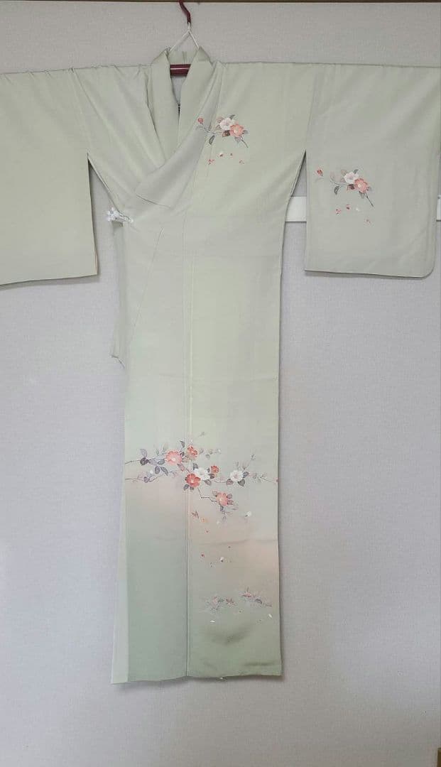 正絹　訪問着　薄緑色 結婚式　お宮参り　七五三　入学式　佐賀錦　4点セット