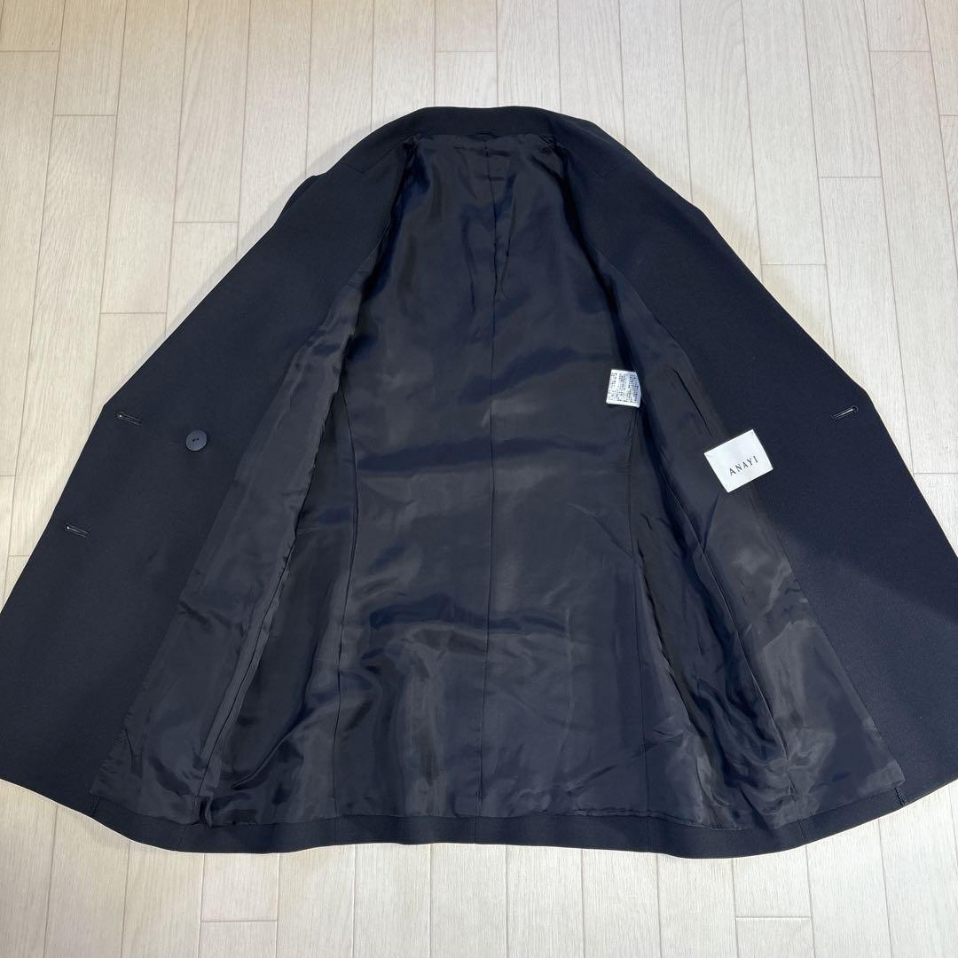 極美品 ANAYI ウールツイルダブル ジャケット 金ボタン ブラック 38