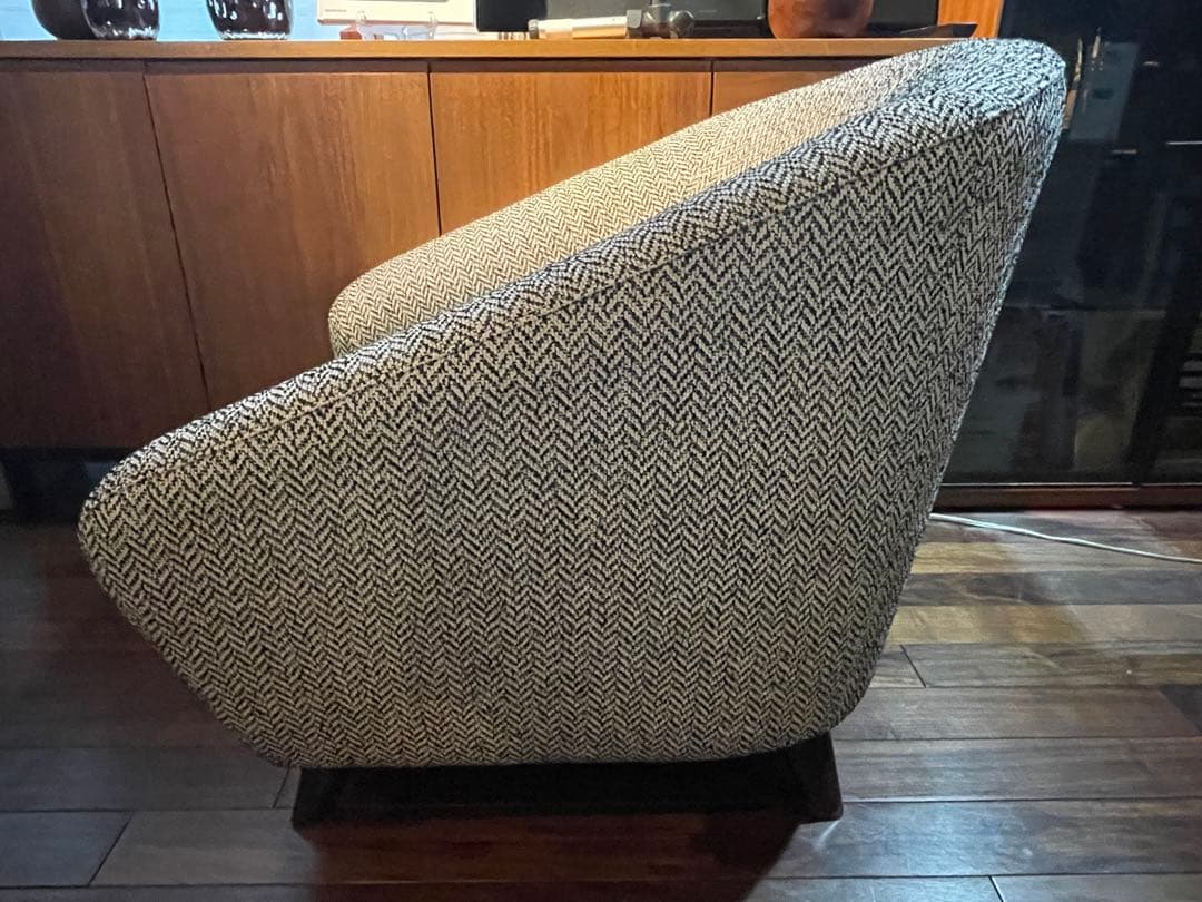 超美品■HUKLA 日本フクラ シングルソファー/1P/1人掛/ヘリンボーン織地