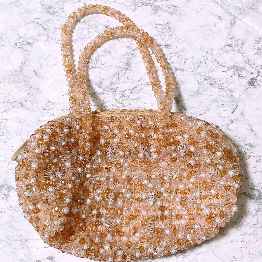 アンテプリマ ビーズバッグ ワイヤーバッグ フォーマルバッグ ピンクオレンジ