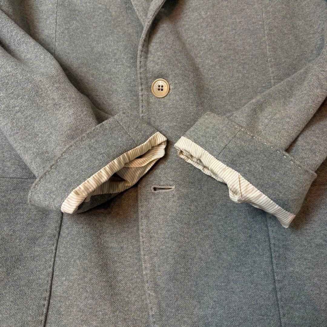 (美品) ロロピアーナ テーラードジャケット オリーブグレー 襟裏レザー