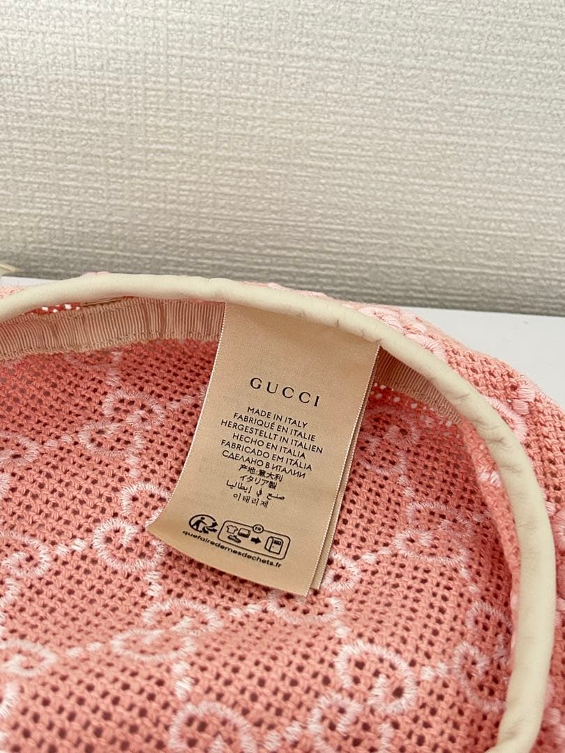 GUCCI ベレー帽 56cm S ピンク