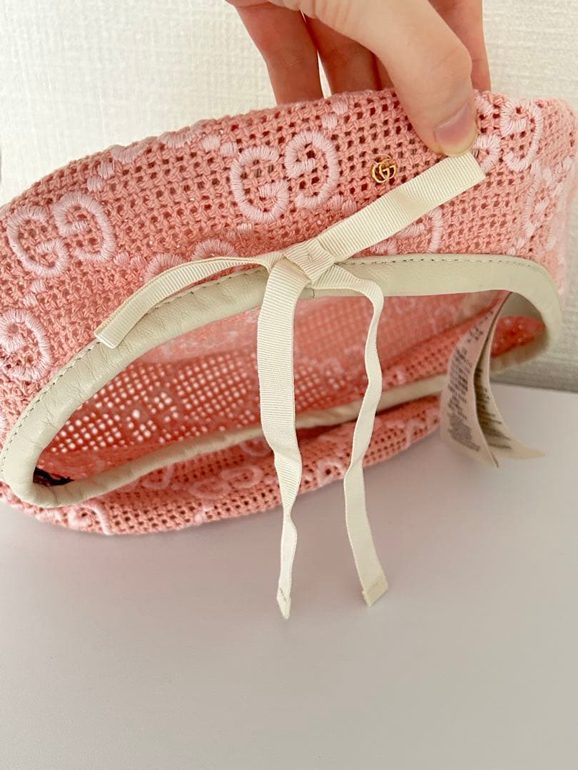 GUCCI ベレー帽 56cm S ピンク