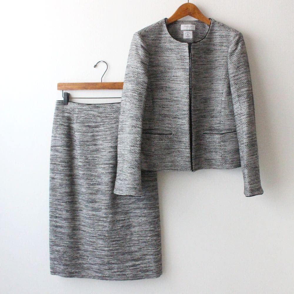 新品オペークドットクリップ　ツイード ジャケット＆スカート セットアップ 38M