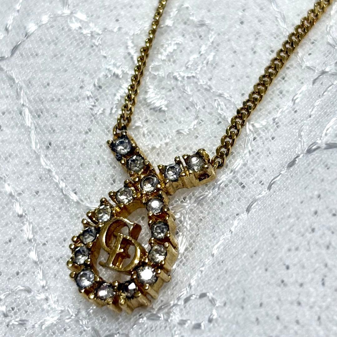 美品 Christian Dior ヴィンテージ ロゴ ジュエリー ネックレス