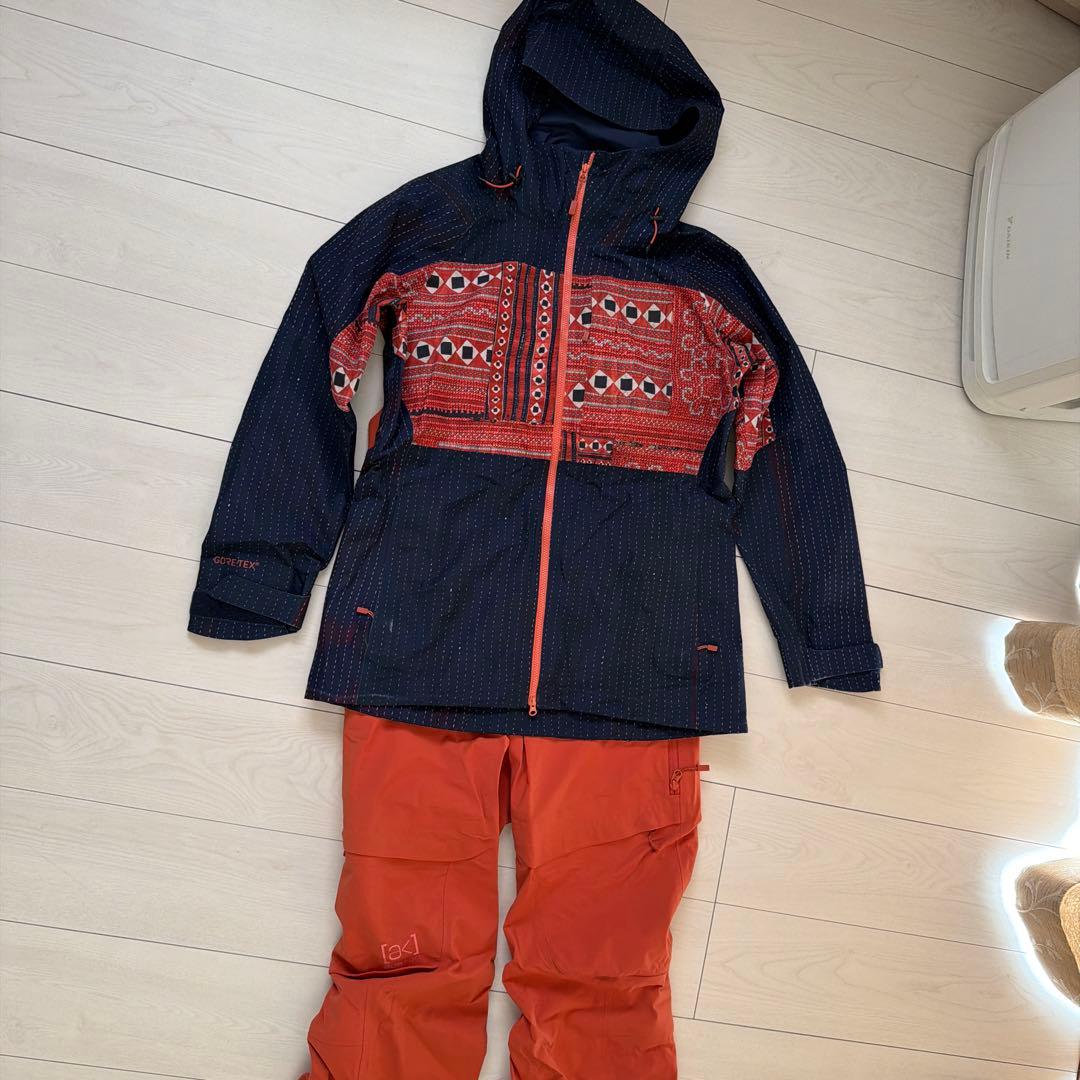 ak スノーボードウェア 女性用 上下セット ネイビーオレンジ