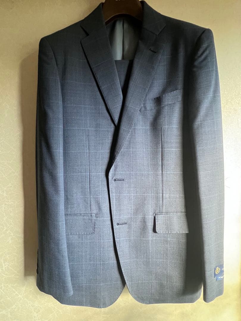 オンリー　ネイビーチェック柄 ビジネススーツ値下げ！