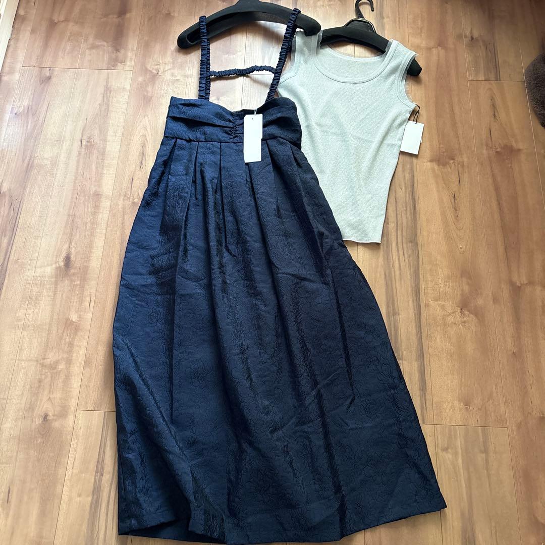 新品　coel vin 定価¥3万7800円　ロングワンピース　リブノースリーブ