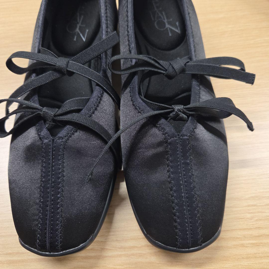 1度のみ着用【ルタロン　Lダブルリボンバレリーナ】ブラック24.5cm