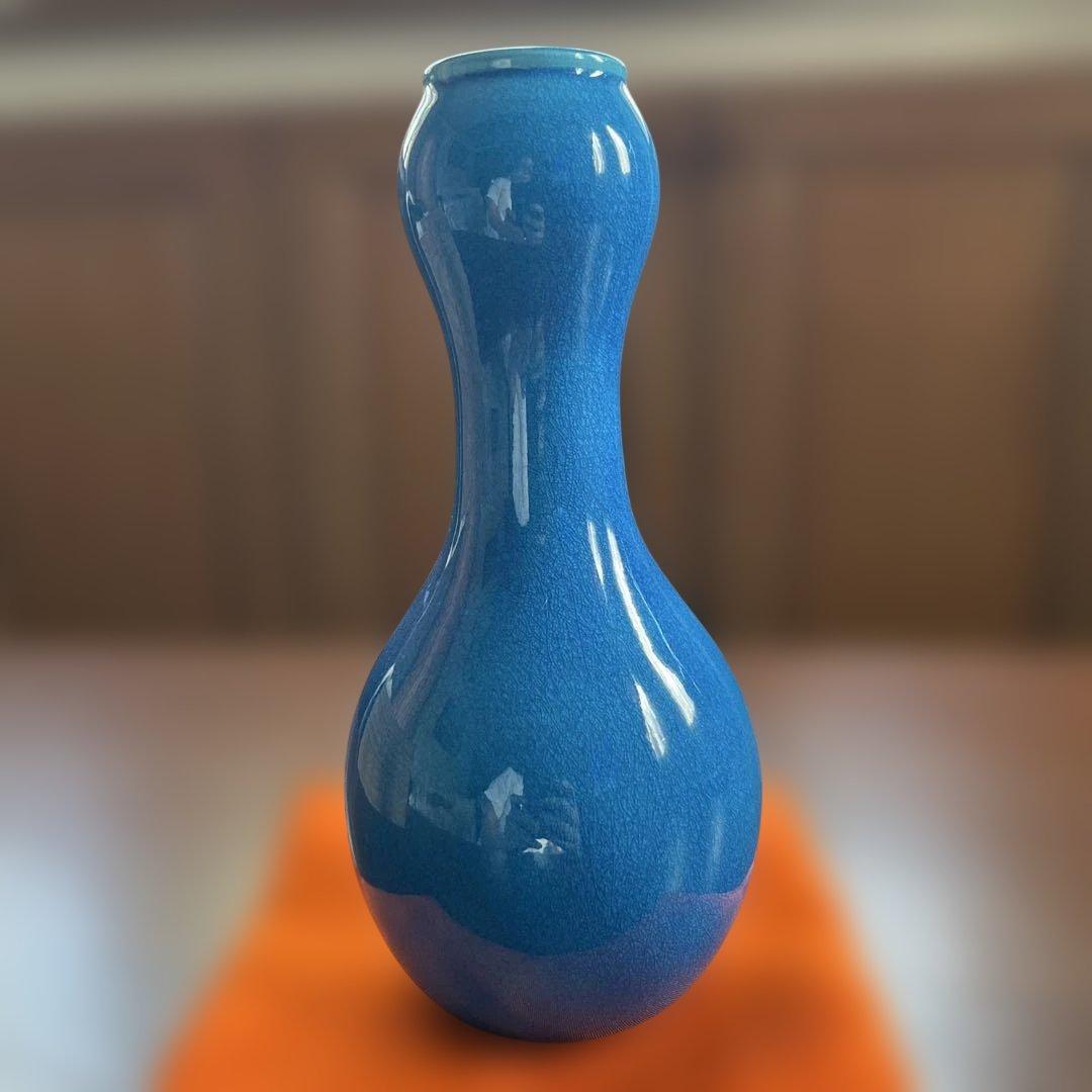 瓢　青交趾花入　永楽善五郎造