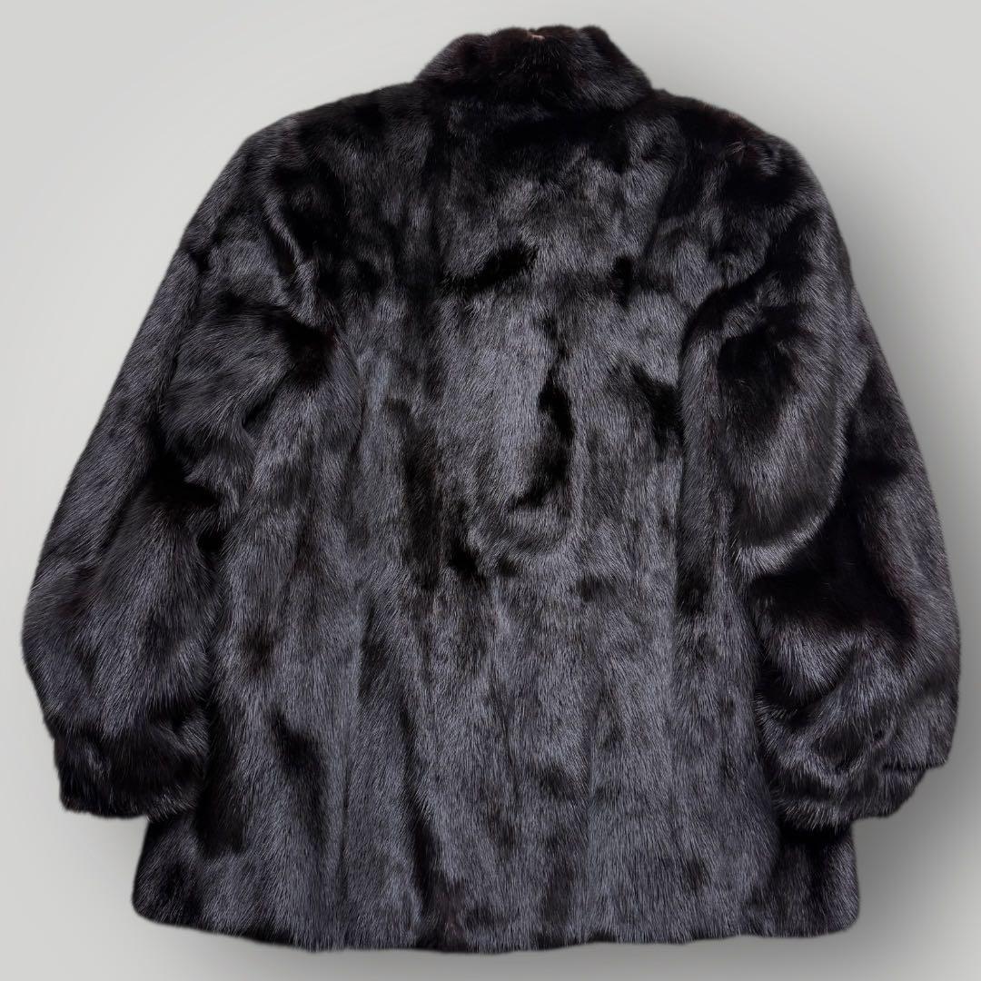 毛皮☆ブラックミンク MINK ファーコート なめし柔らか ハーフコート 11号