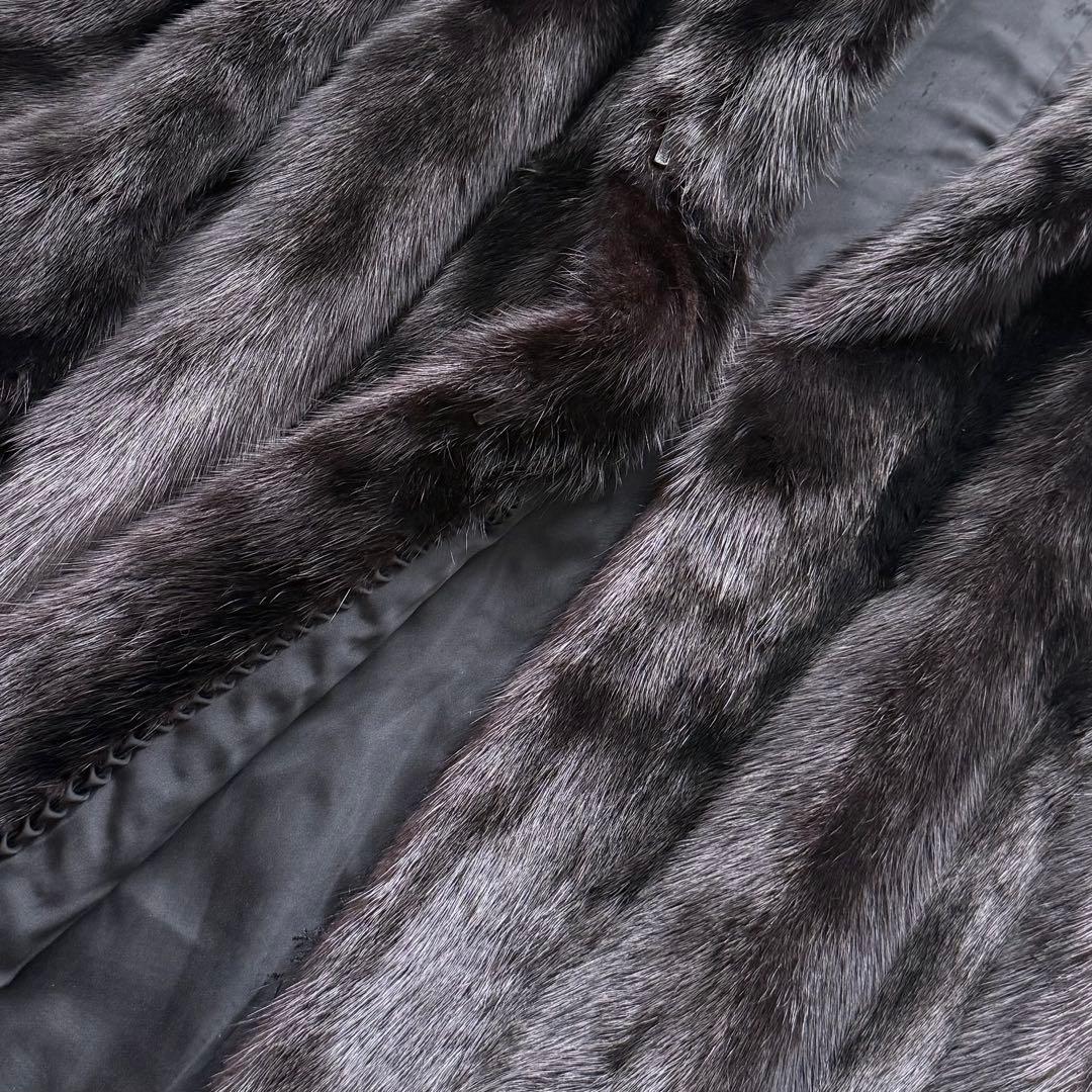 毛皮☆ブラックミンク MINK ファーコート なめし柔らか ハーフコート 11号