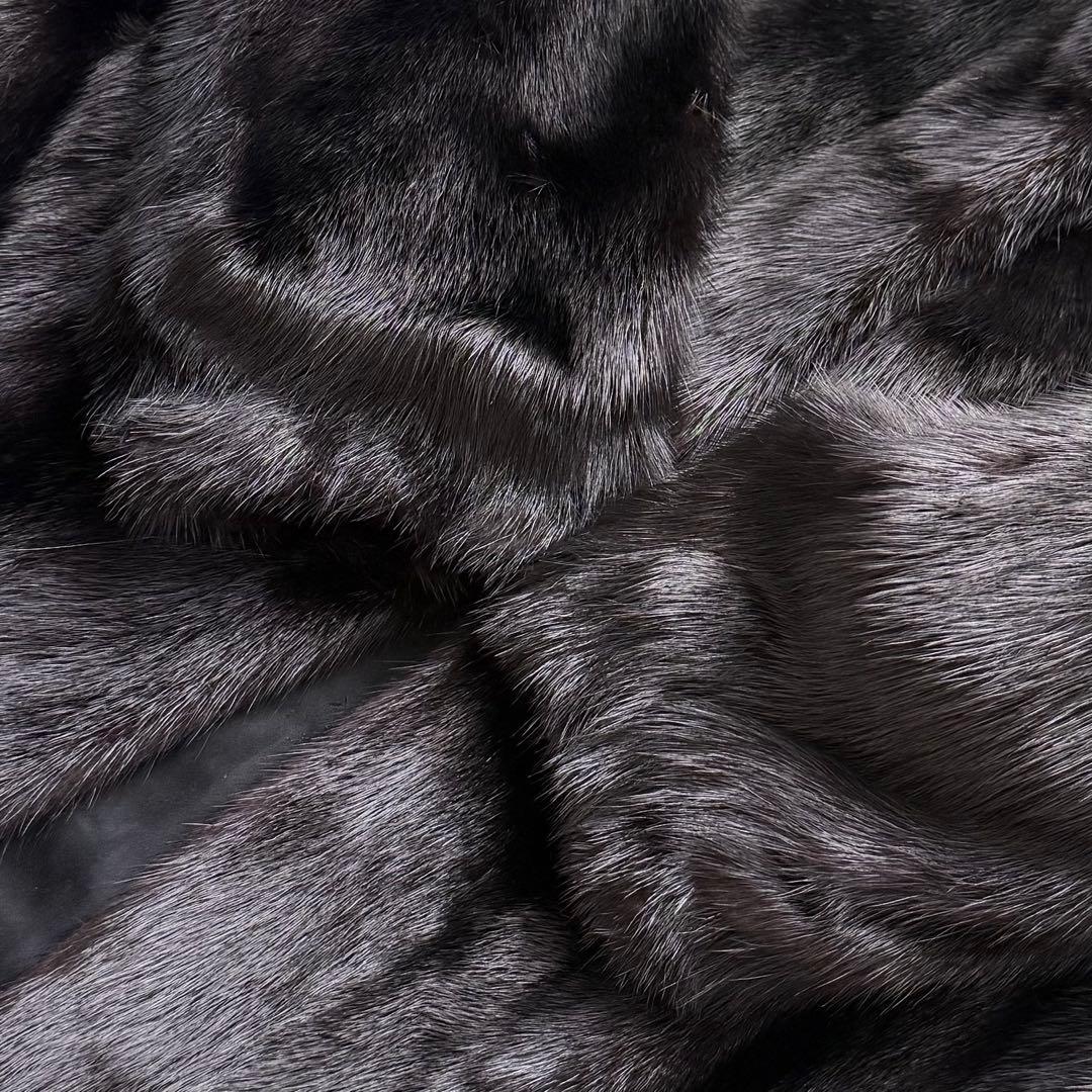 毛皮☆ブラックミンク MINK ファーコート なめし柔らか ハーフコート 11号