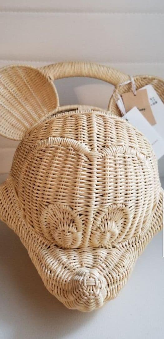レア　完売品　ミッキーマウス 　未使用　ラタンかごバッグ　ディズニー可愛い　希少
