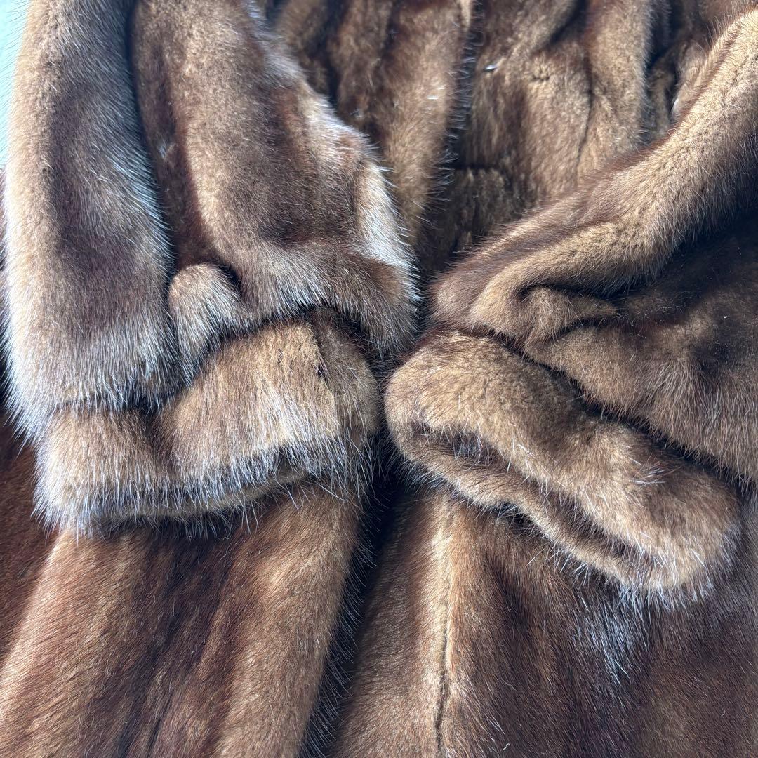 サガミンク 2145 JINDO 毛皮 リアルファーコート ブラウン 9号