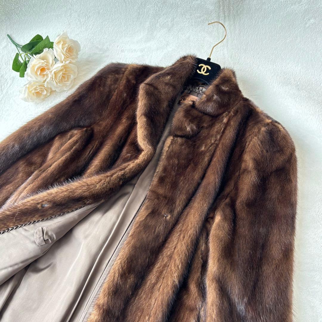 サガミンク 2145 JINDO 毛皮 リアルファーコート ブラウン 9号