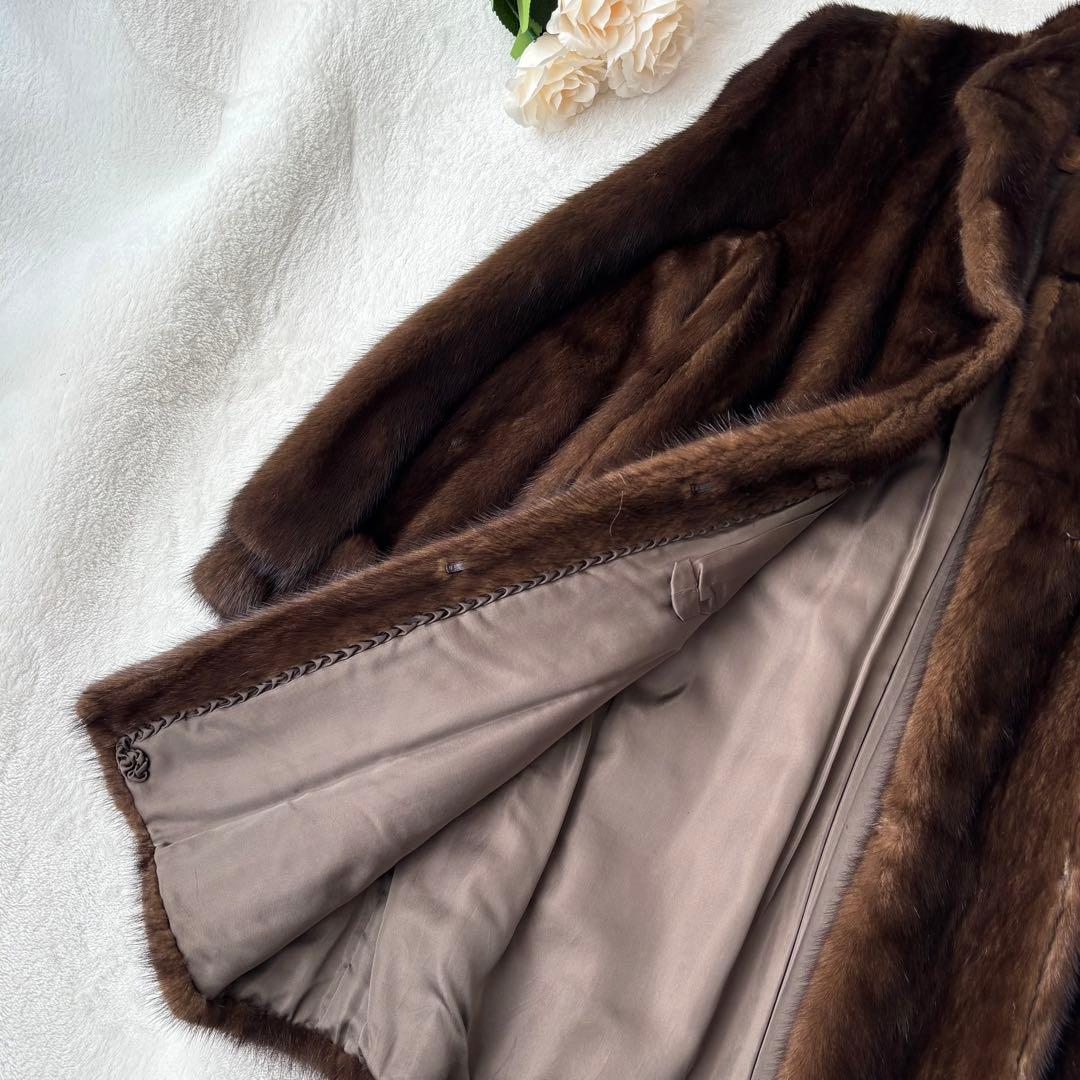 サガミンク 2145 JINDO 毛皮 リアルファーコート ブラウン 9号