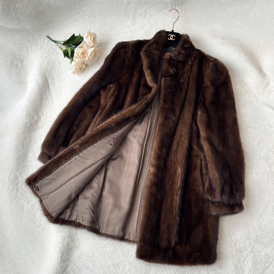 サガミンク 2145 JINDO 毛皮 リアルファーコート ブラウン 9号