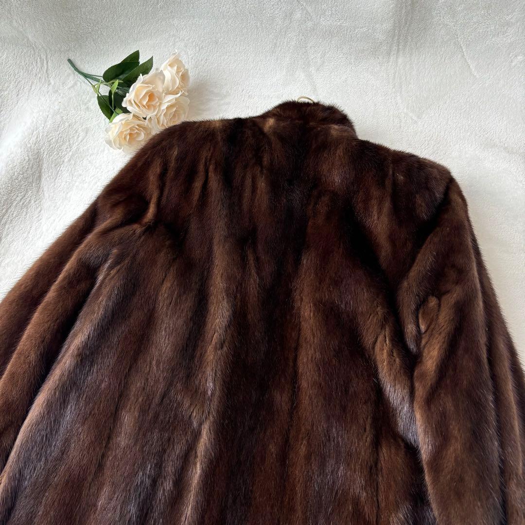 サガミンク 2145 JINDO 毛皮 リアルファーコート ブラウン 9号