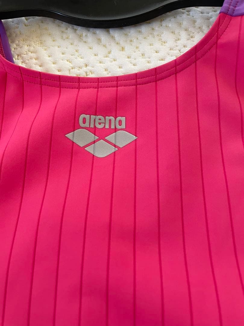 W*A様 arena 競泳用水着 ピンク/パープル ストライプ柄