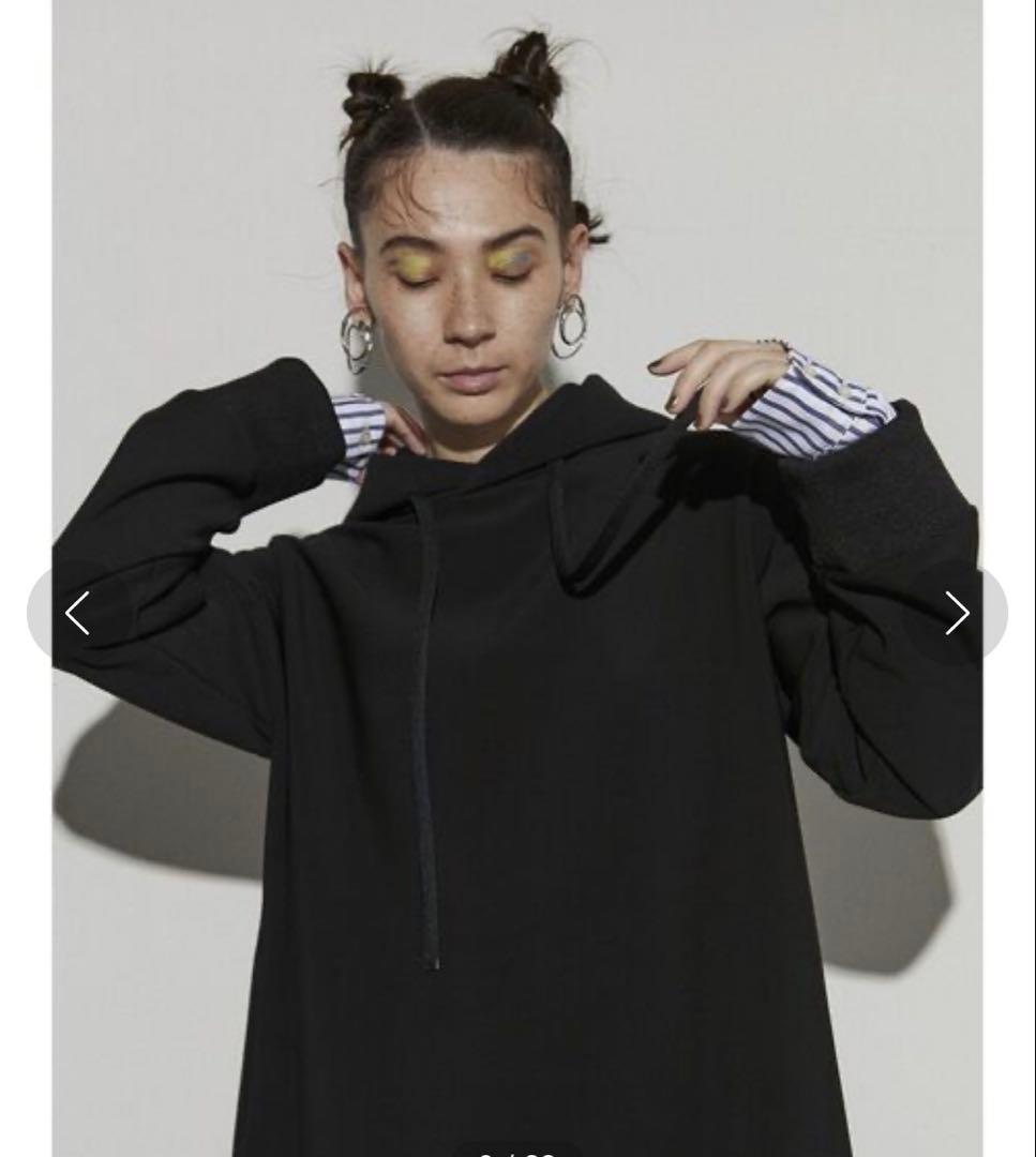 【美品】UN3D. ドッキングスウェットワンピース¥39,600 ブラック