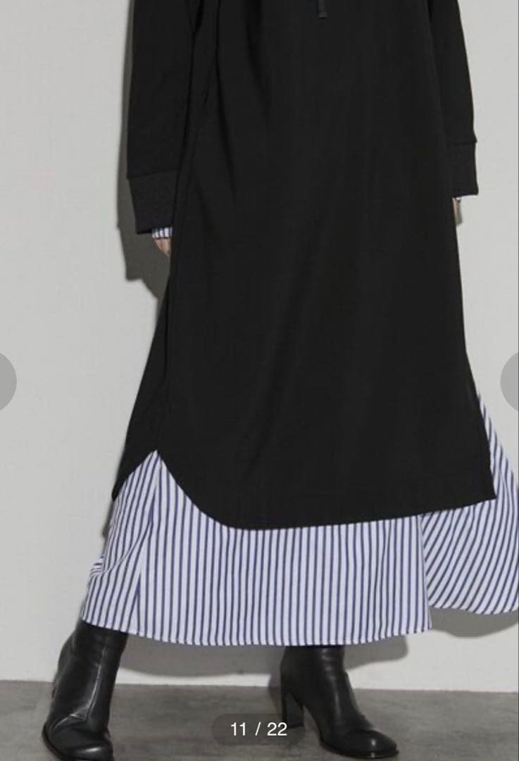 【美品】UN3D. ドッキングスウェットワンピース¥39,600 ブラック