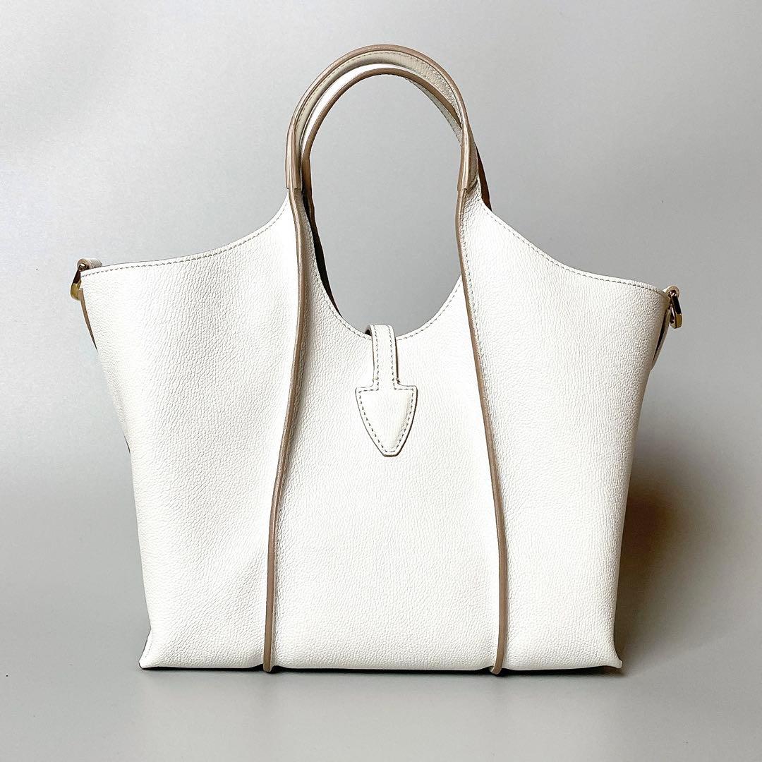 TOD’S / Tタイムレス レザーショッピングバッグ ミニ ホワイト