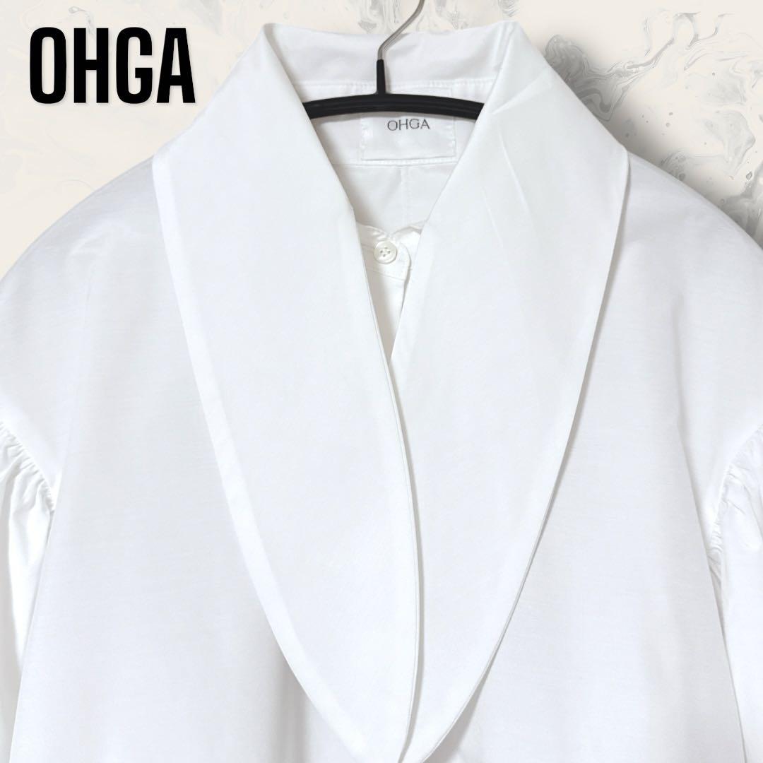 【未使用】 OHGA ボウタイ リボン ボリューム スリーブ ブラウス シャツ