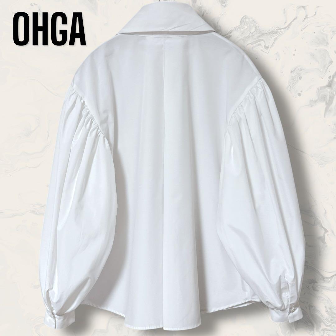 【未使用】 OHGA ボウタイ リボン ボリューム スリーブ ブラウス シャツ