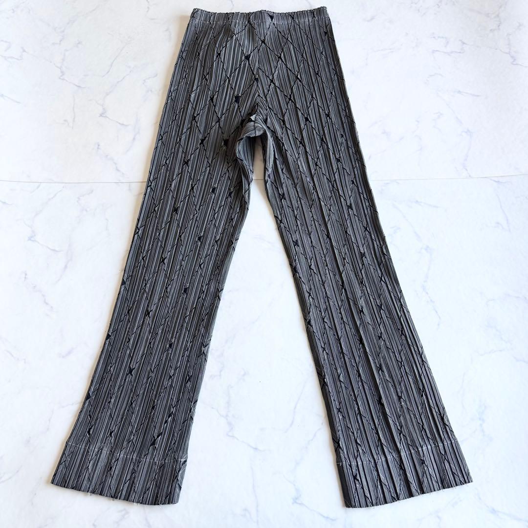 プリーツプリーズ パンツ 有刺鉄線 切りっぱなし加工 チェック ダイヤ 2 M